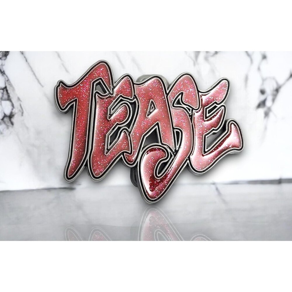 Silver Finish Metal Alloy Red Enamel Tease Belt Buckle Retro Punk  Belt Buckle